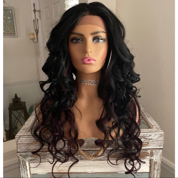 Accessories - Black Curly Ombré Lace Front Wig